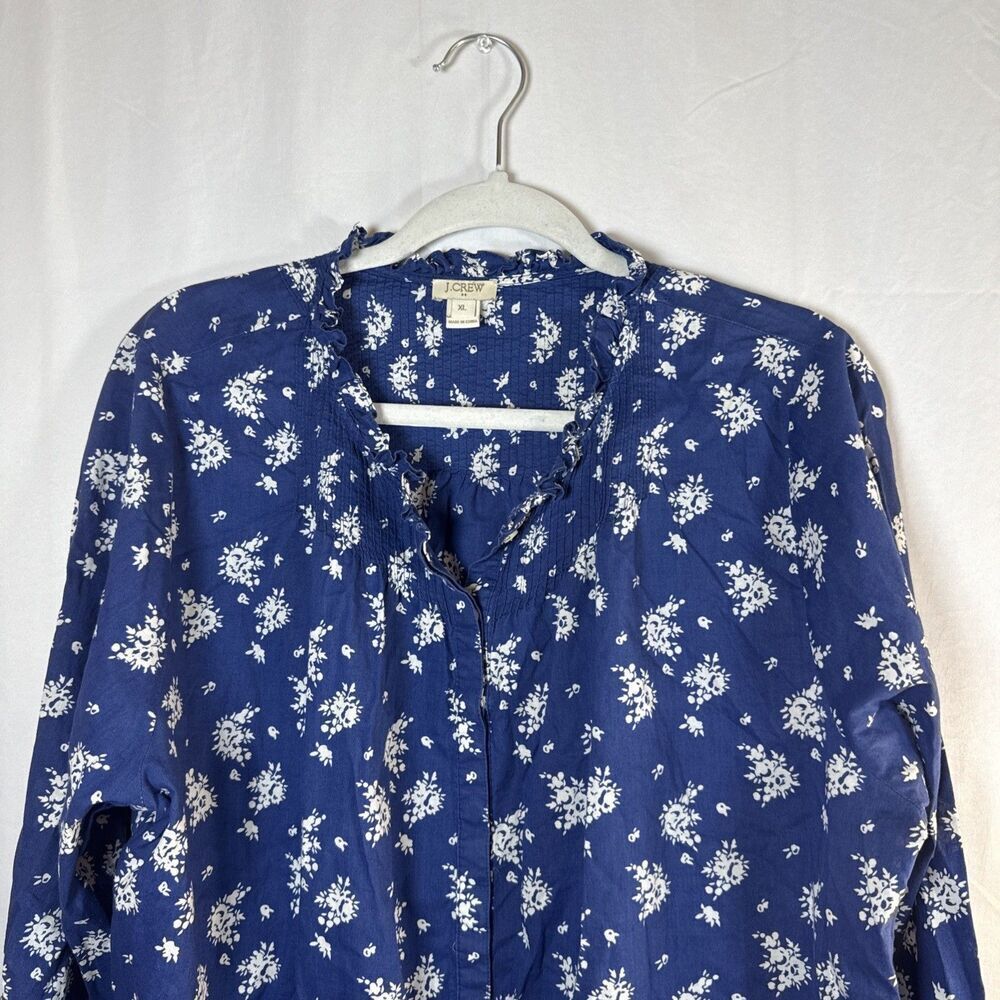 J. Crew Blue Floral Blouse Size XL Preowned - Picture 2 of 15